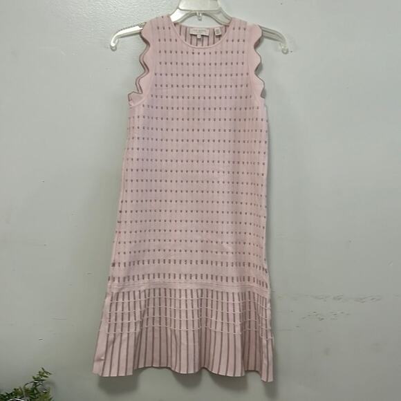 TED BAKER LONDON RELIOA METALLIC JACQUARD KNIT SHIFT DRESS SIZE 1 US 4 - Picture 2 of 8